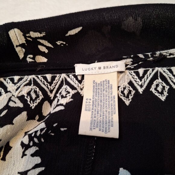Lucky Brand Floral Kimono Sz O/S Embroidered Neutral Minimalist Boho Beach - Picture 11 of 12